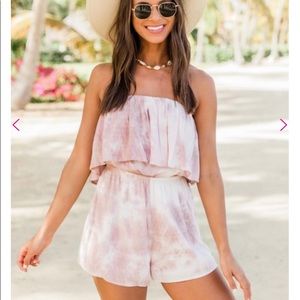 Right Next To Me Tie Dye Romper Dusty Mauve